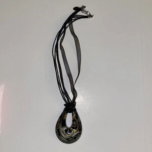 Teardrop‎ Art Glass Pendant Necklace, vintage, NWOT